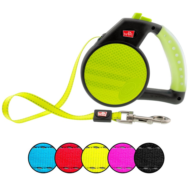 WIGZI Reflective Gel Retractable Leash, Yellow, Small - Image 1